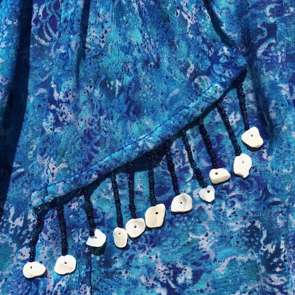 Carole Little Petites skirt size 4 blue boho vacation resort coverup faux wrap - Picture 3 of 8